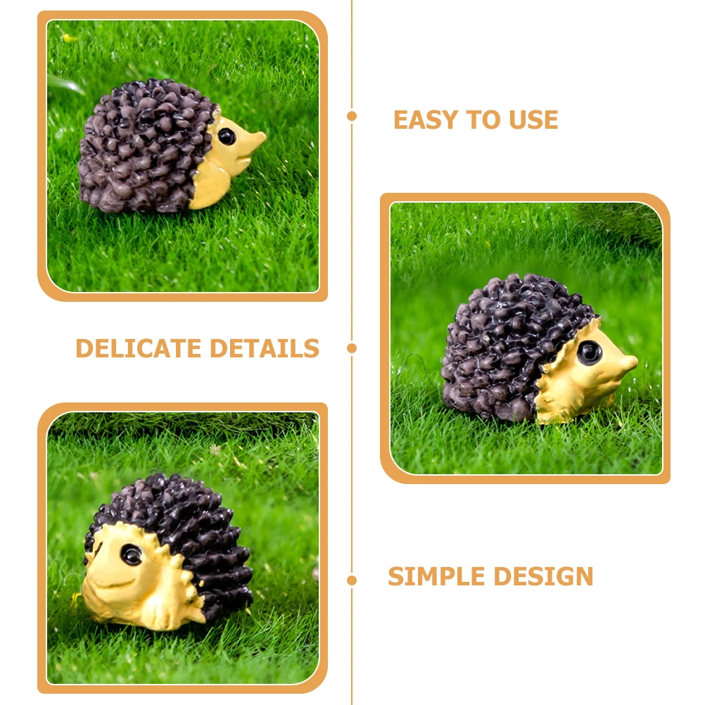 

10 Pcs Hedgehog Figurines Tiny Resin Animals Gray Color Garden Miniature Hedgehog Decor Lawn naments L Accessories