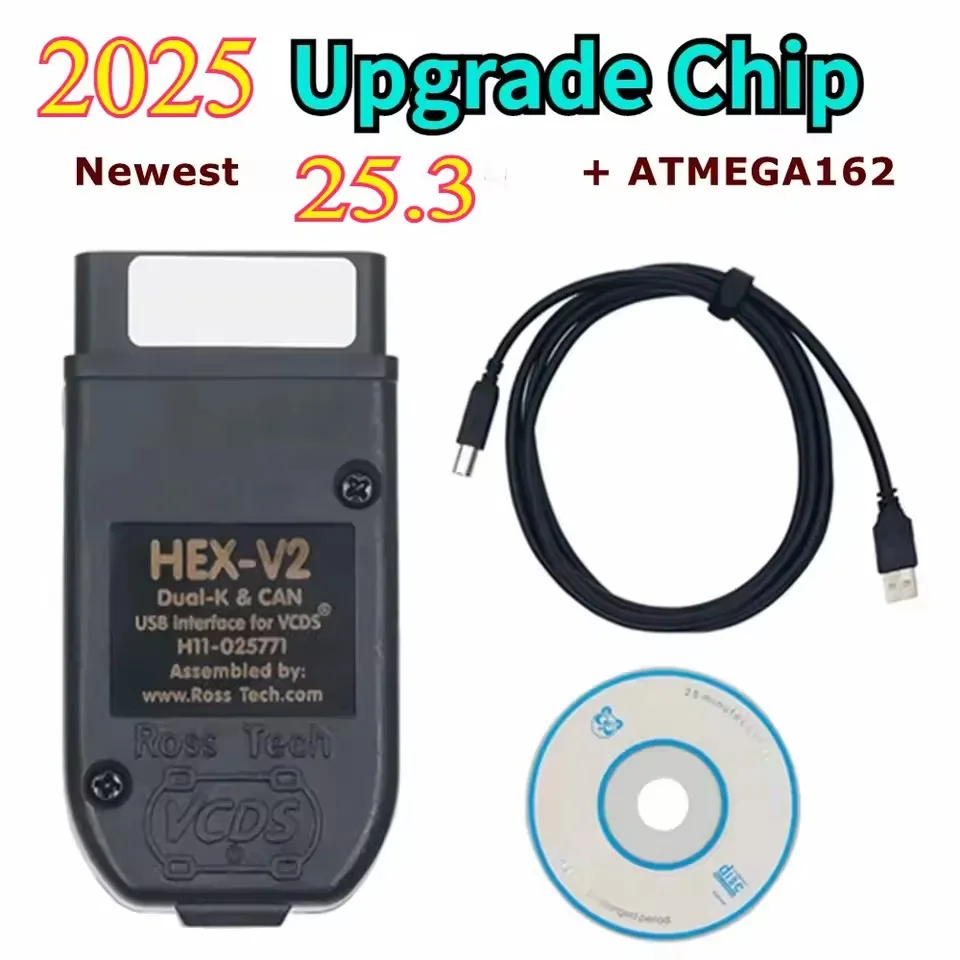 HEX V2 PLCC VCDS Interface V26.3 Work For VW Audi Skoda Seat up to 2025, Read & Clear DTC, Auto Scan, CAN & K-line  VAG COM V24.7