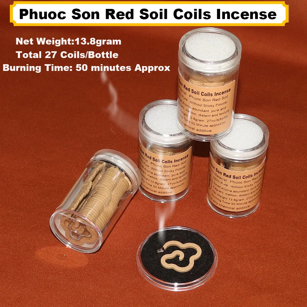 Incense Coils No Binder Genuine Phuoc Son Red Soil Agarwood Premium Natural Eco-Friendly Aromatherapy Lasting For Stress Relief