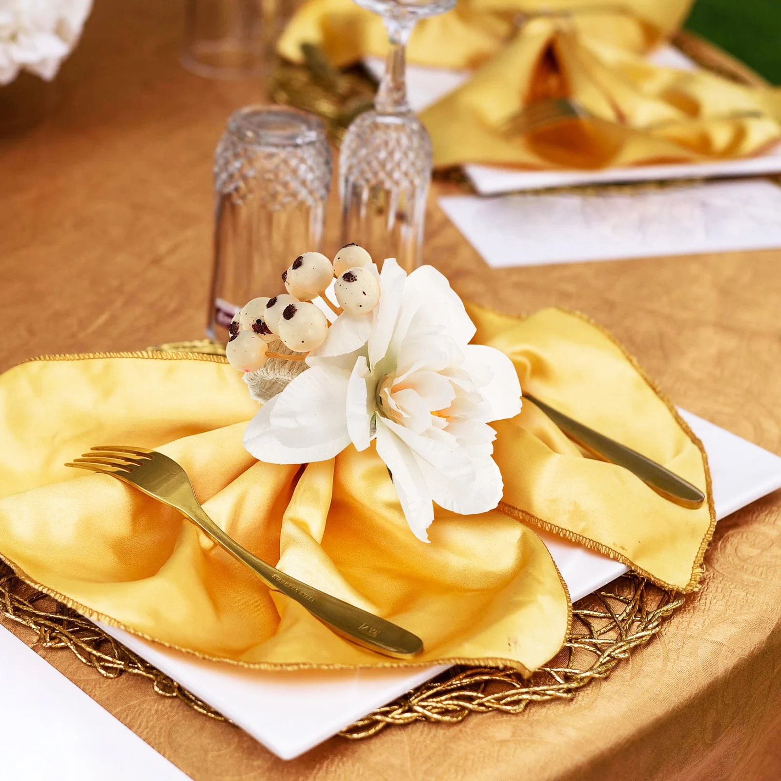 

6pcs Flower Ring Set Wedding Party Rings Elegant Table Decorations For Eventsartificial Flower Napkin Ring Table Napkin Buckle