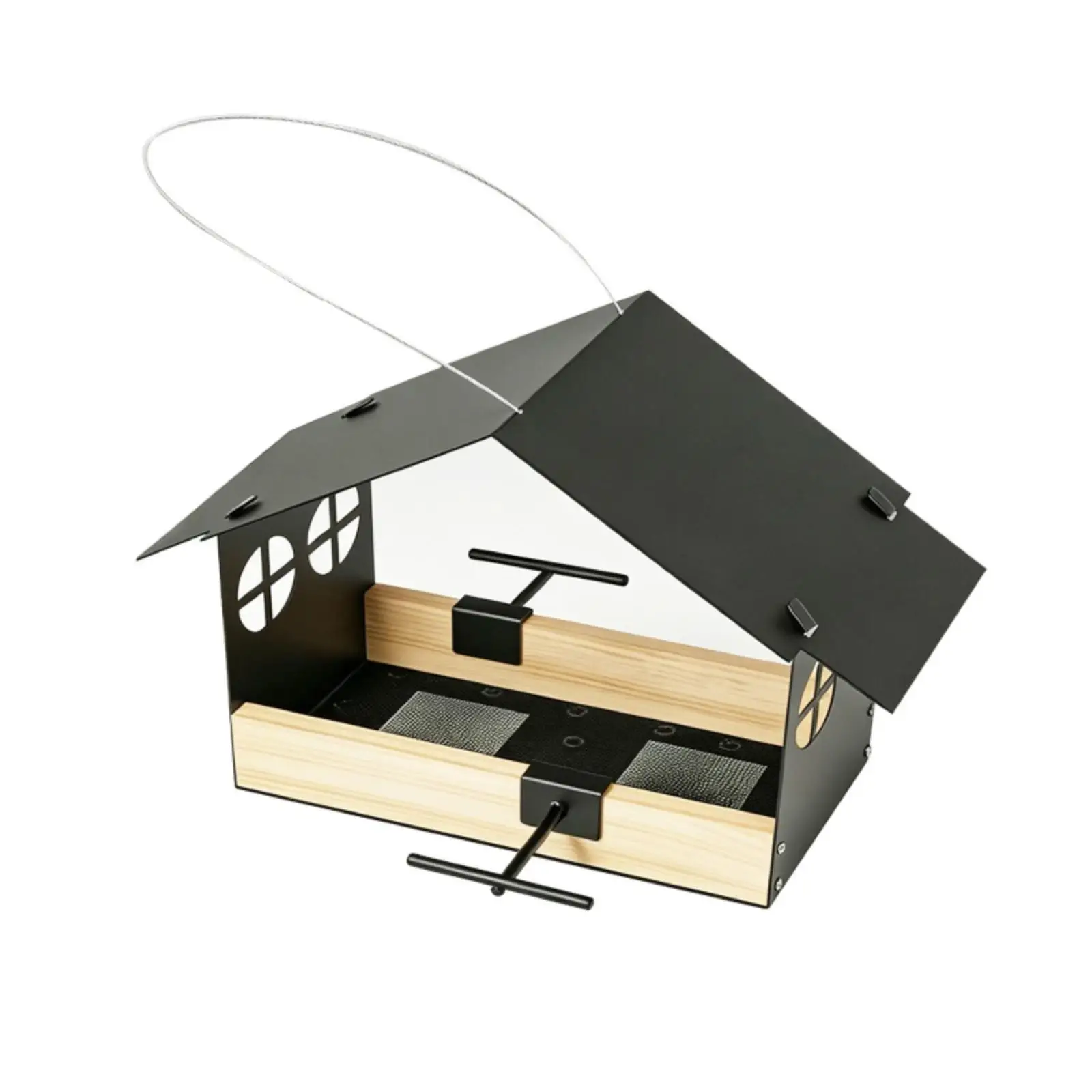 Rustproof Hanging Bird Feeder with Tray and Perch for Backyard Garden Patio Outdoor Wild Birds
