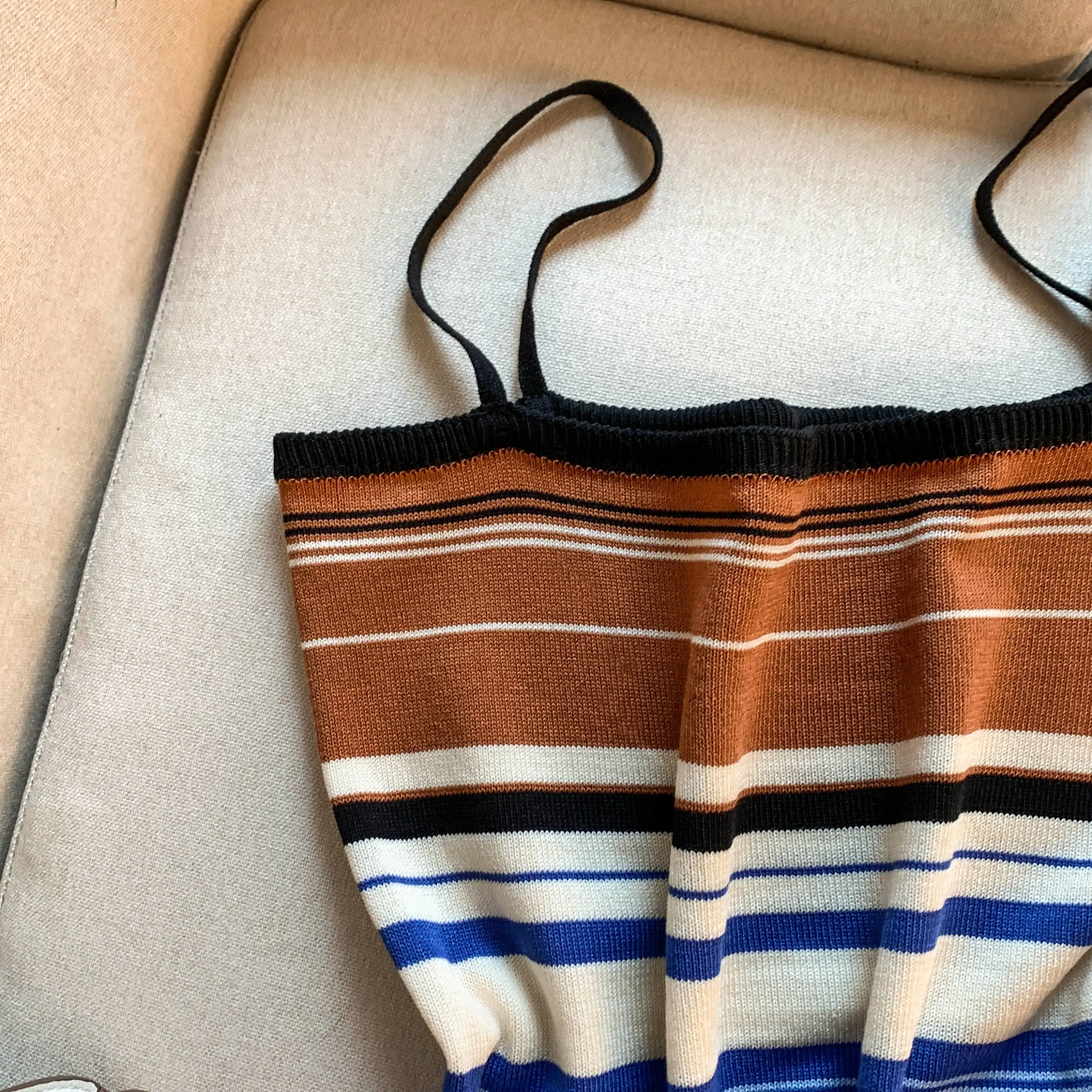 مرونة قوس قزح طباعة الضلع متماسكة Colorblock تانك القمم كاميس محبوك عادية أكمام طاقم الرقبة الأعلى الملابس النسائية المحاصيل الأعلى