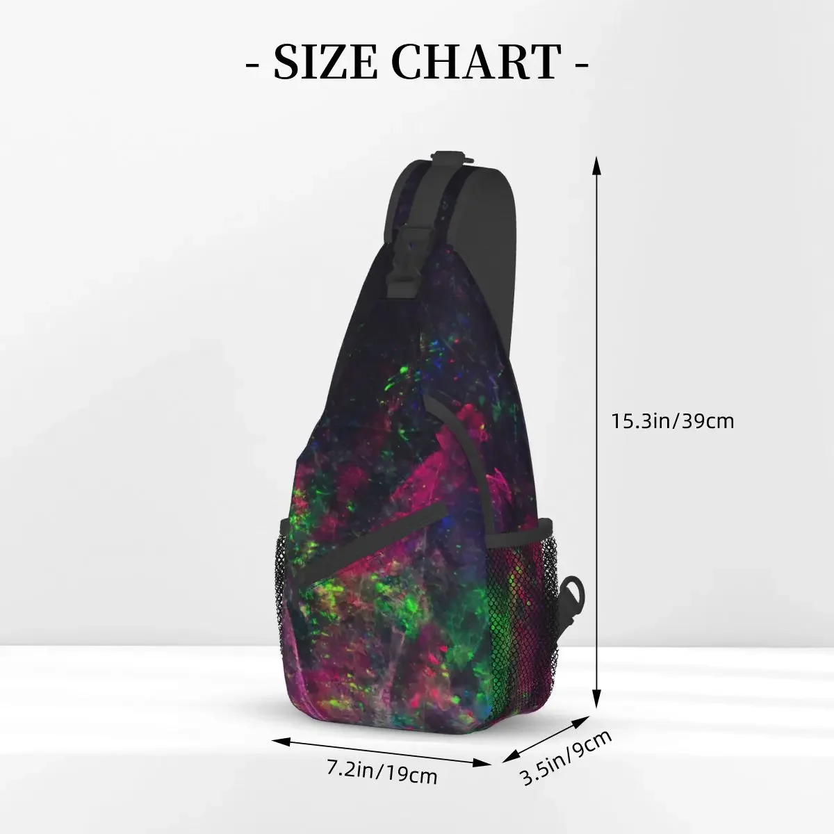 Neon Colors On Black Fabric Crossbody Chest Bags Neon Pattern Pockets Travel Pack Messenger Sports Teens Shoulder Bag Unisex