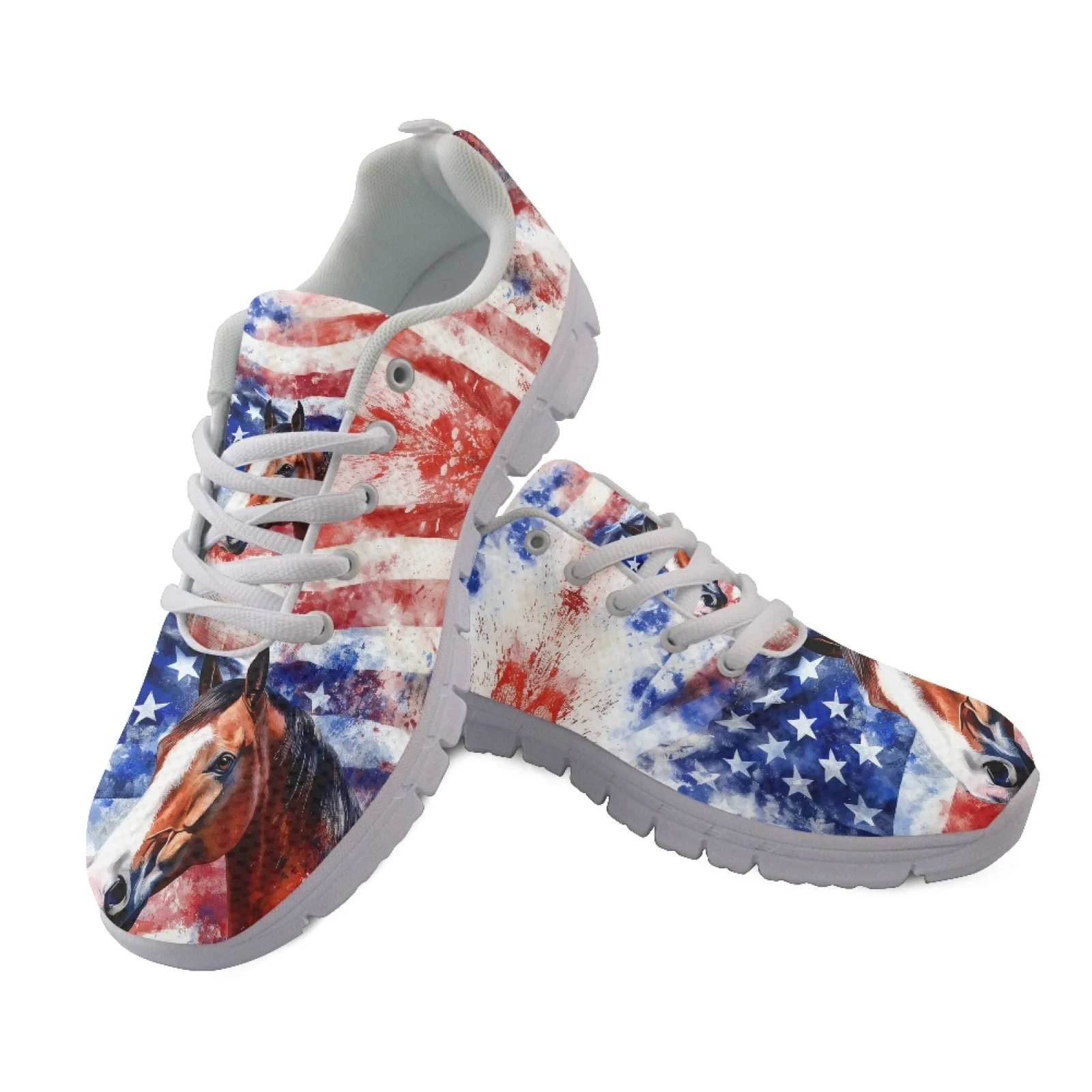 Coloranimal Lightweight Breathable Fitness Sneaker for Men Mens Athletic Trainers for Walking Geometric Horse