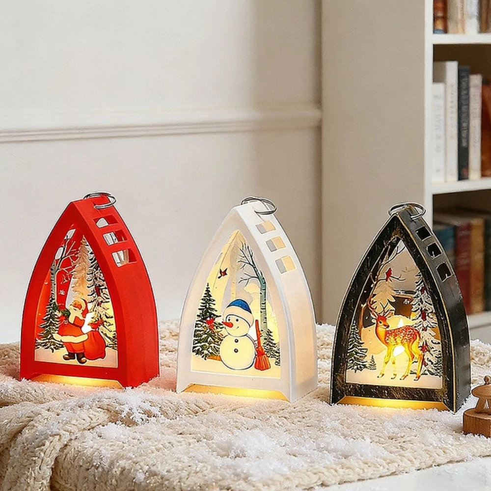 

New Desktop Decor Lights Glowing Christmas Atmosphere Decoration Items LED Electronic Candles Hand-held Wind Lamps Decorative