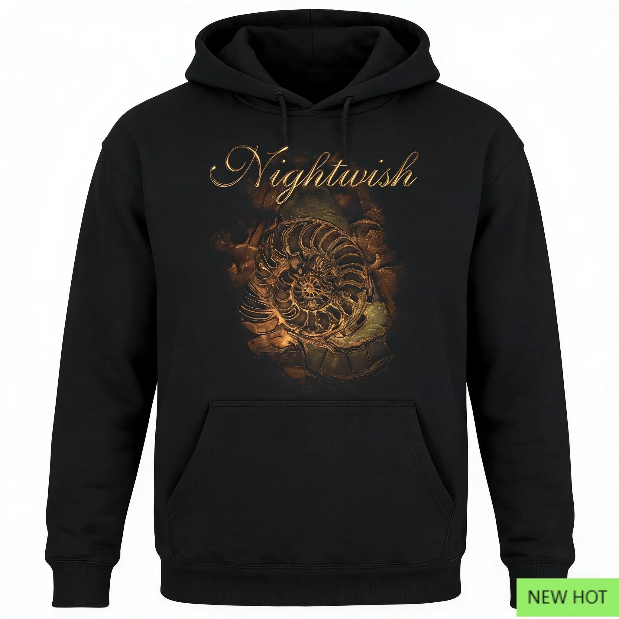 Sudadera con capucha con gráfico de amonita Nightwish, sudadera de metal sinfónico, perfecta para fanáticos que aman el estilo de banda y la victoria épica