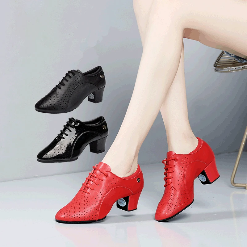 

Square Dance Shoes Women Leather Latin Dance Shoes Adult Modern Dance Teacher Shoes Social Dance Sneakers Ventilate