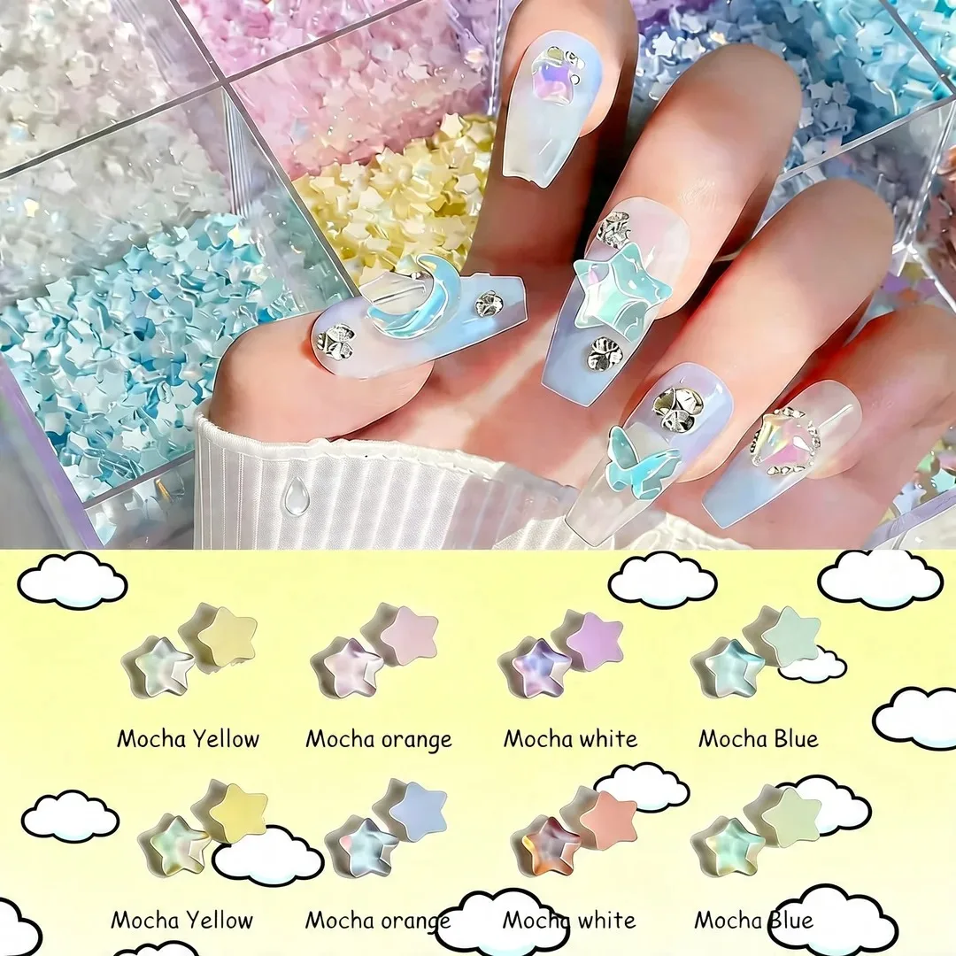 Esenciales para Manicura DIY: 100 Piezas de Cristales de Vidrio Planos en Forma de Estrella de 4MM Color Mocha - Adornos de Uñas Mini
