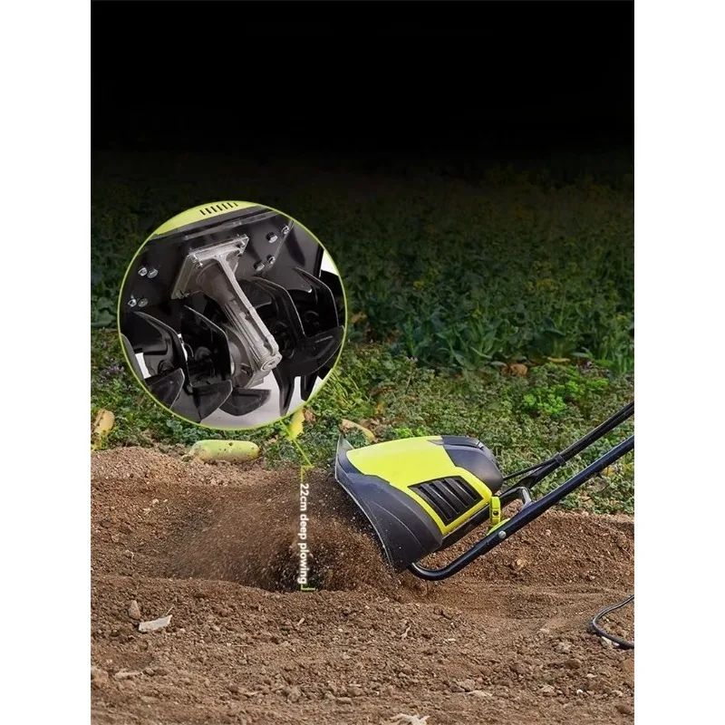 Electric Plough Machine Mini Tiller Cultivator Scarifier Garden Soil Ploughing Digging Loosening Equipment 220V