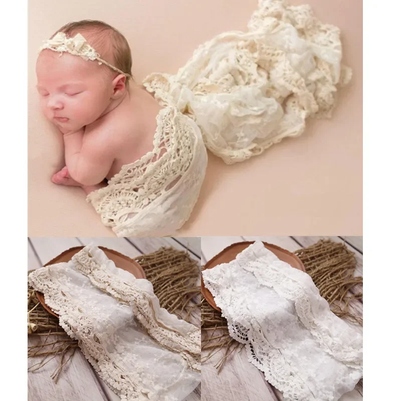 Newborn Photography Wrap Props New Style Soft Gauze Lace Flowers Patchwork Blankets Baby Photo Shooting Background Cushion