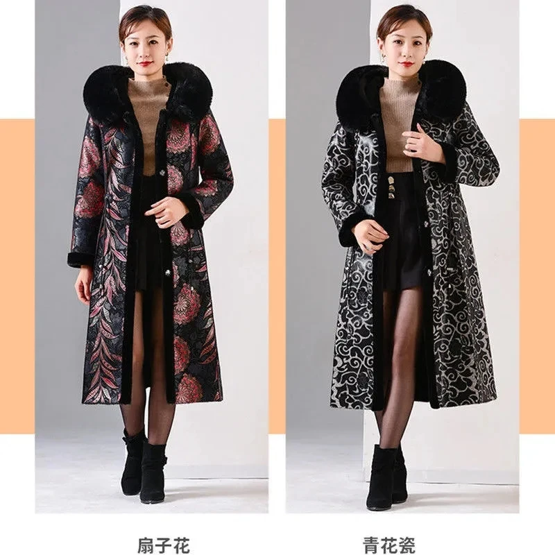 Women Winter Fur Coat New Suede Velvet Warm Faux Fur Jacket Long Middle-aged Mother Double-sided One Piece Of Fur  Overcoat 7XL