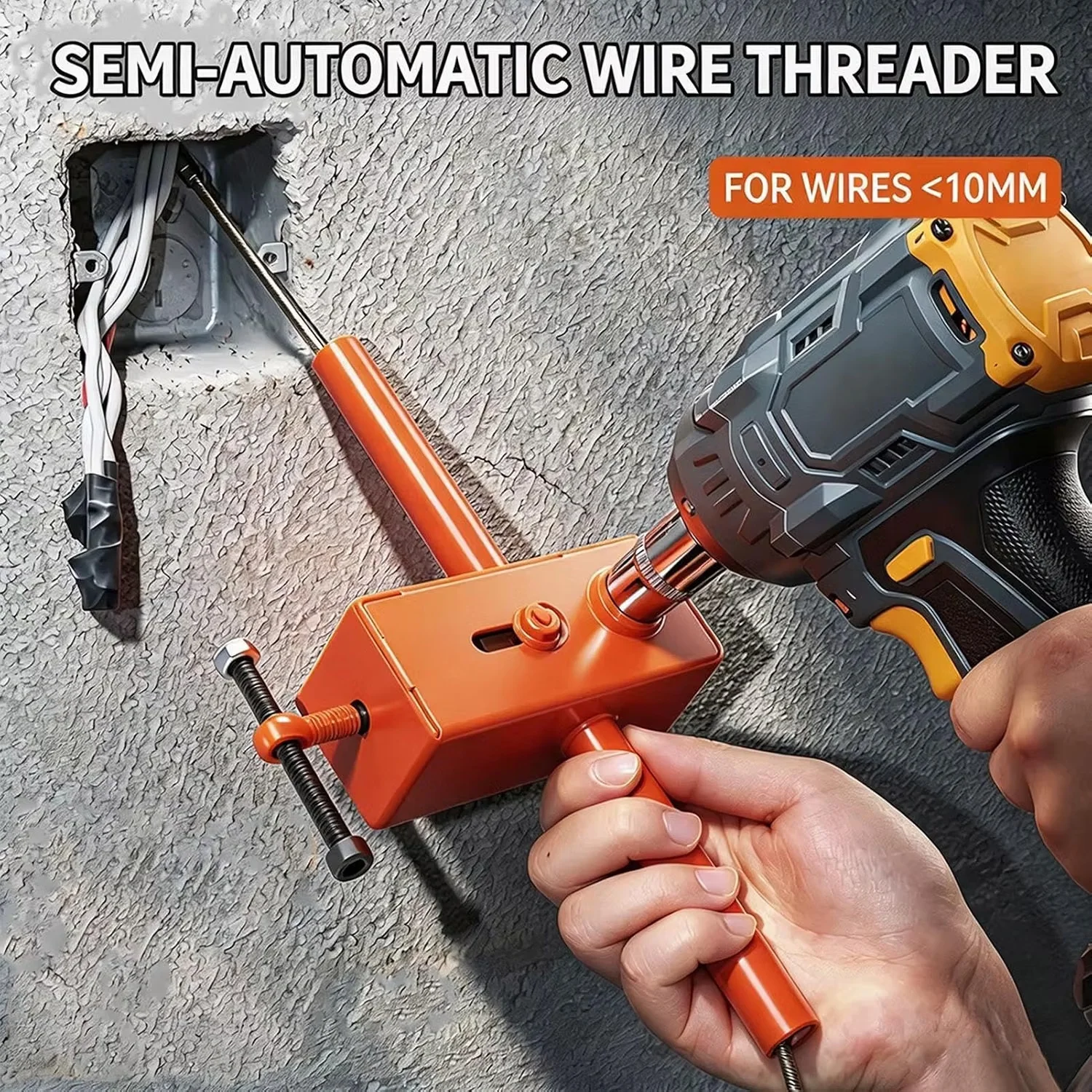 Semi-Automatic Wire Threader, Portable Professional Electrician Cable Pulling Tool for Wires Less Than 10mm