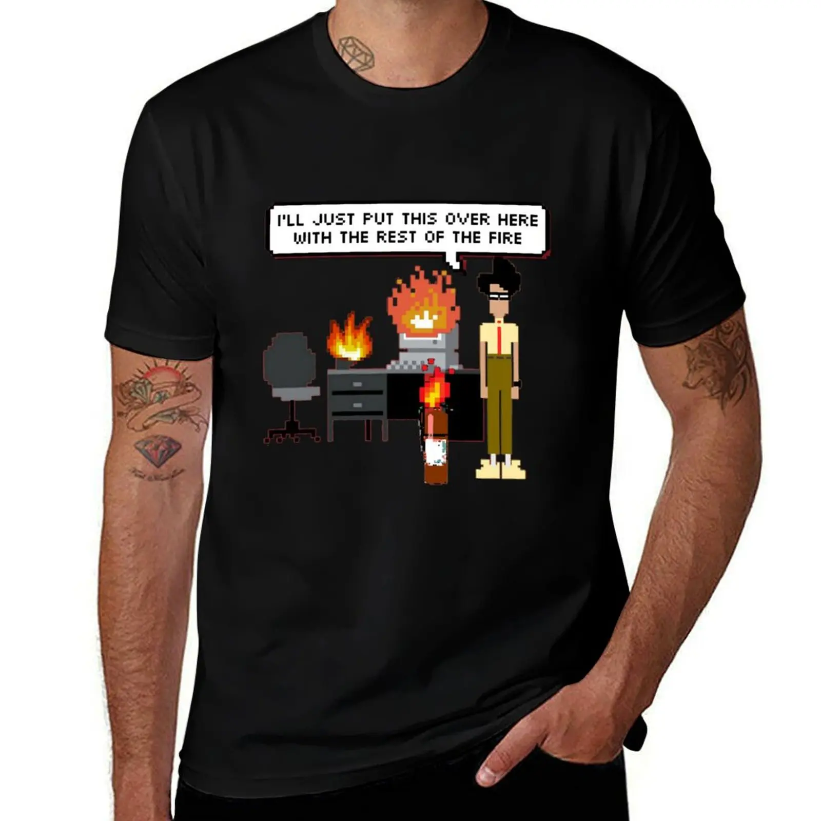 

I.T. Crowd- Fire 8-Bit T-Shirt t shirts for man pack cotton man t shirts cotton t shirt custom print T-Shirt