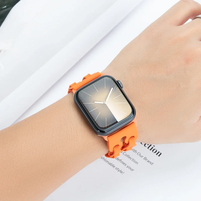 سلسلة نسائية سيليكون حزام ل سوار ساعة أبل الترا 2 49 مللي متر 46 مللي متر 44 مللي متر 42 مللي متر 45 مللي متر 41 مللي متر سوار ل Iwatch سلسلة 10 9 8 7 6 SE 5