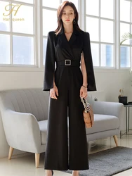 H Han Queen Hot Sale Elegant Casual Office High Waist Rompers Summe Business Jumpsuits Women Wide Leg Trousers Long Playsuits