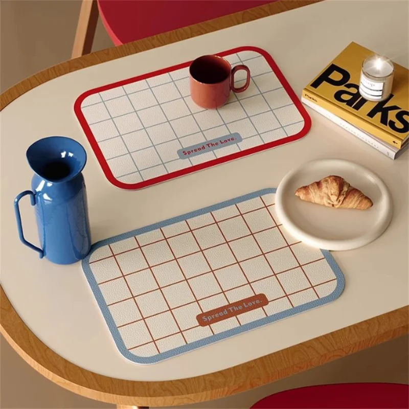 1pc High-End 30x45cm Sensory Dining Mat Waterproof PU Leather Insulation Western Food Grade Mouse Logo Colored Breakfast Tabl