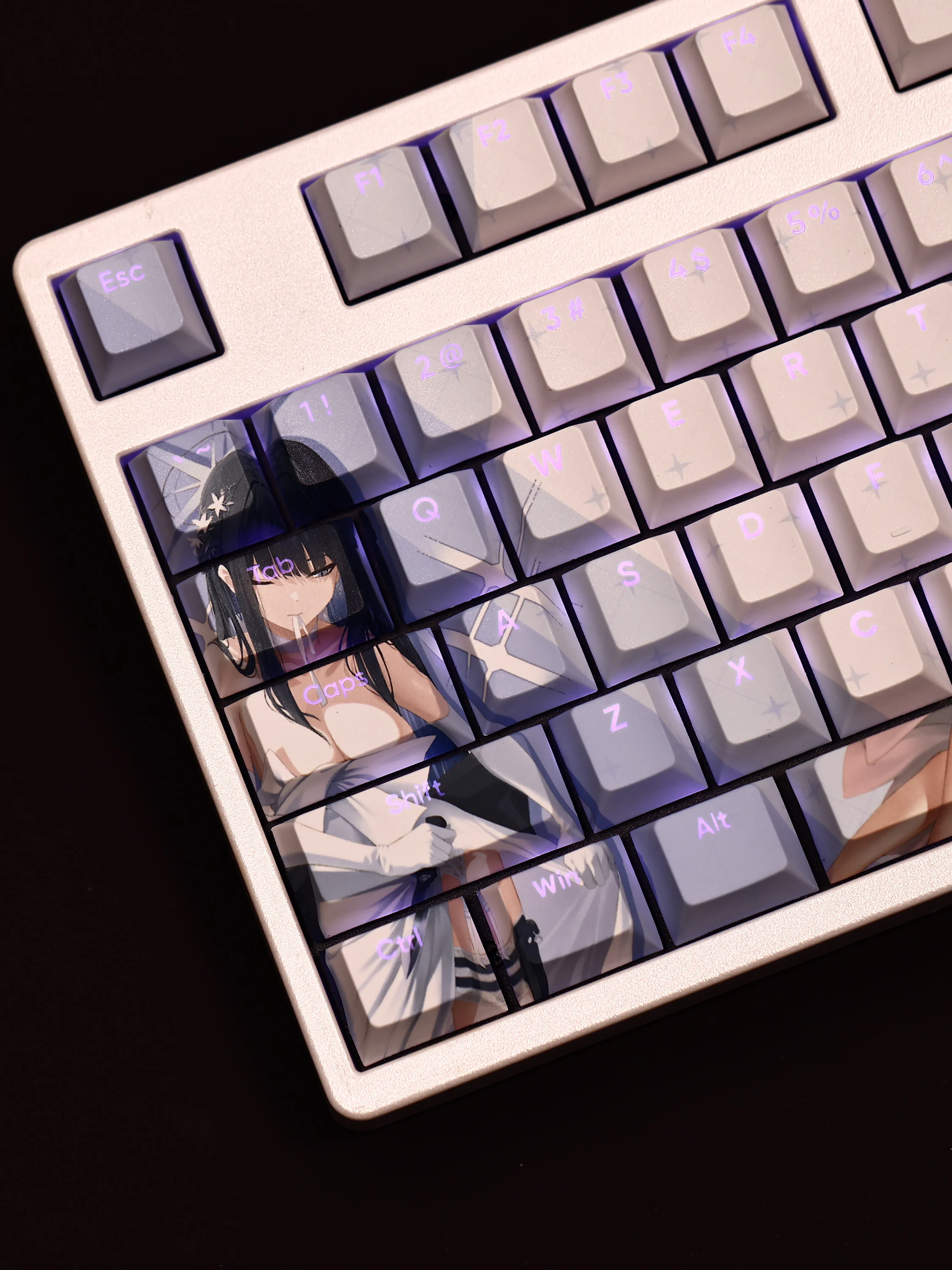 Joumae Saori 108 Keycaps Blue Archive PBT DYE Sublimation Light Transmitting Cherry Cross Axis Switch for Mechanical Keyboard