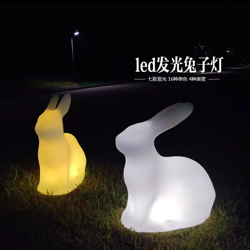 16 Color Changing Led Lights Jade Rabbit Shape Lawn Park Decoration Lighting Lights Rabbit Lights Set Moon Rabbit Props