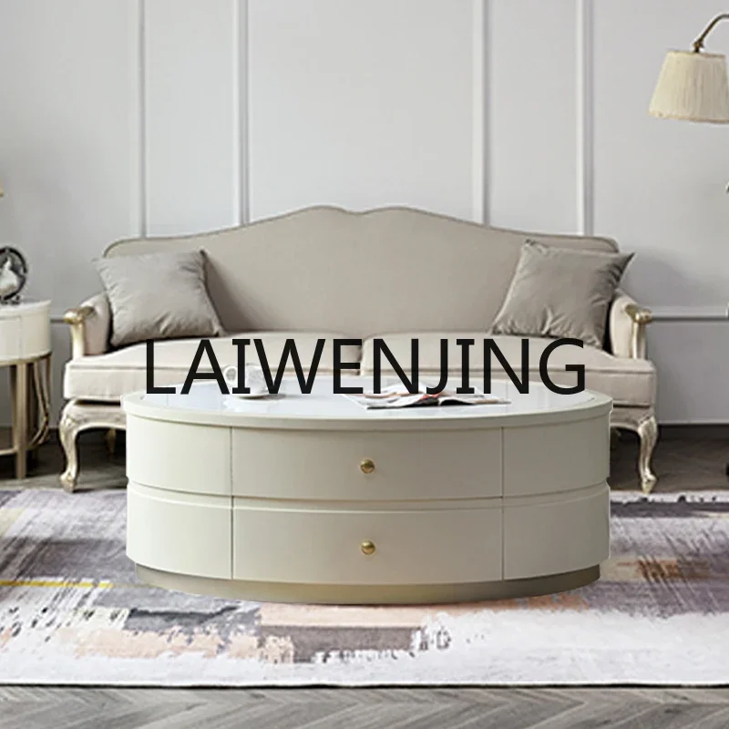 Light Luxury Coffee Table Small Table Italian Living Room round Table Household Solid Wood Tea Complete Set