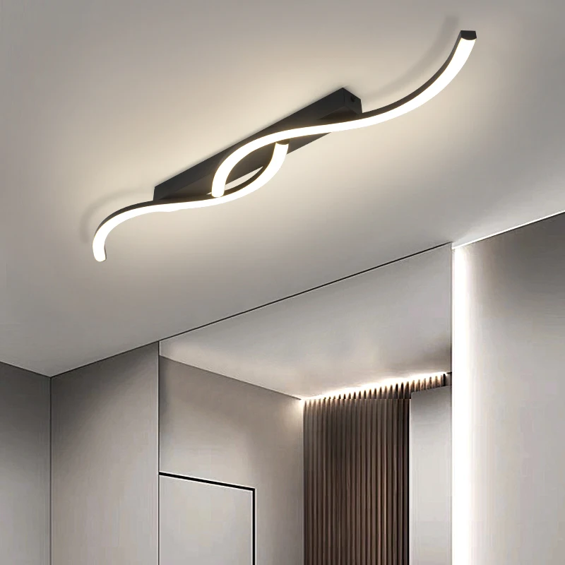 

Ceiling Lamp LED Modern Minimalist Ceiling Light Black Aluminum Lighting Fixture Saving for Living Room Bedroom Home Indoor