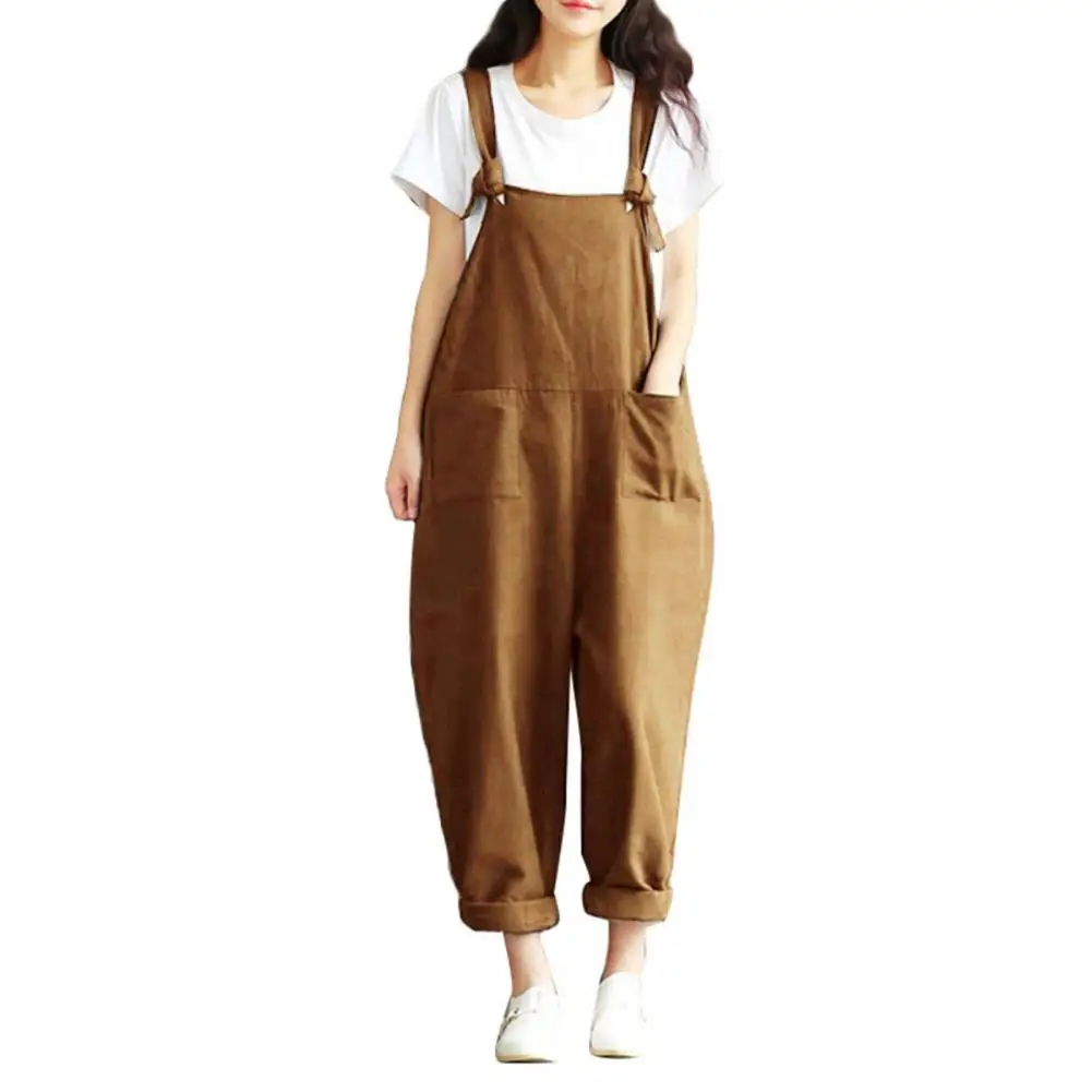 2022  New Womens Jumper Overalls Cami Loose Romper Oversize Ladies Dungarees Jumpsuit Pockets Tank Pants