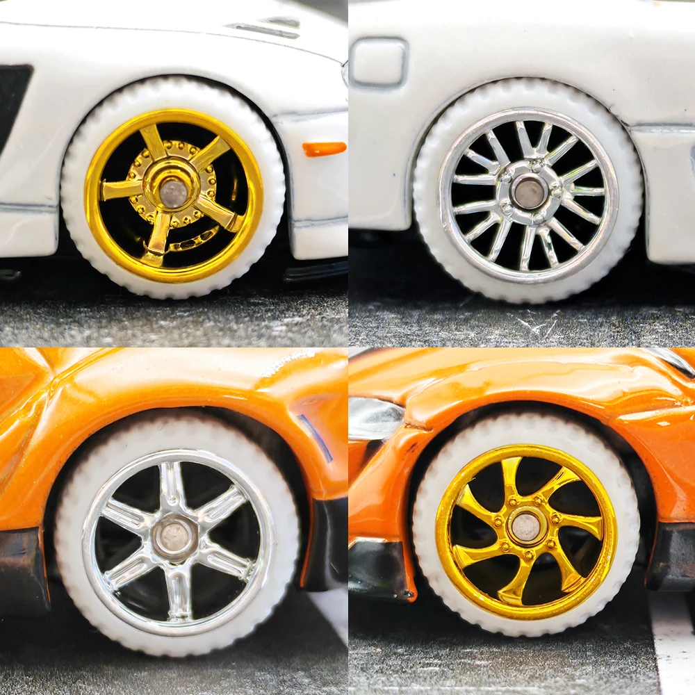 1/64 Model Car Wheels with Rubber Tires White Tires Refitting Parts for Diecast Vehicle Matchbox Tomica D:11mm 1 Set