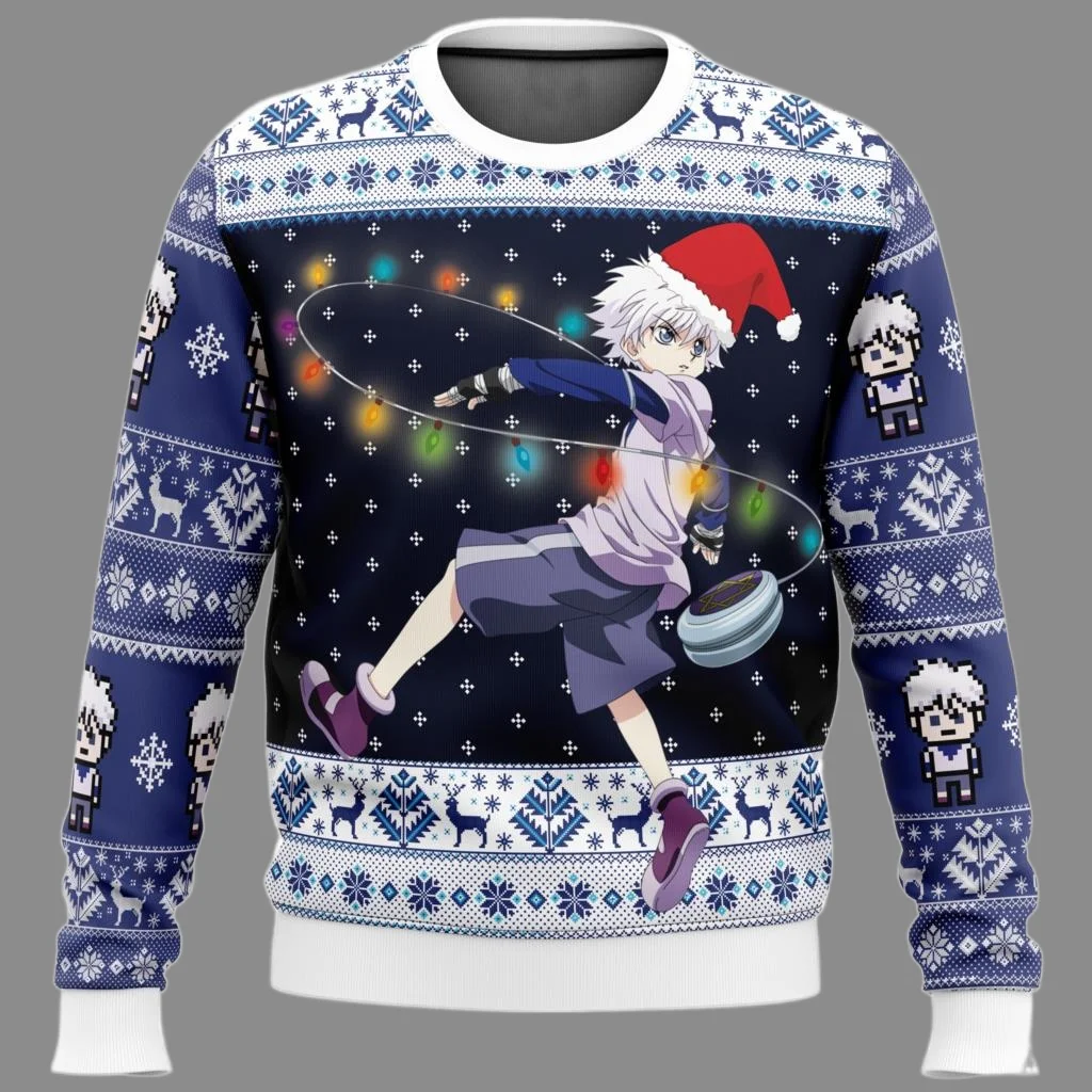 كيلوا Zoldyck V2 هنتر X هنتر سترة عيد الميلاد القبيحة هدية سانتا كلوز البلوز الرجال ثلاثية الأبعاد البلوز وأعلى الخريف والشتاء #5