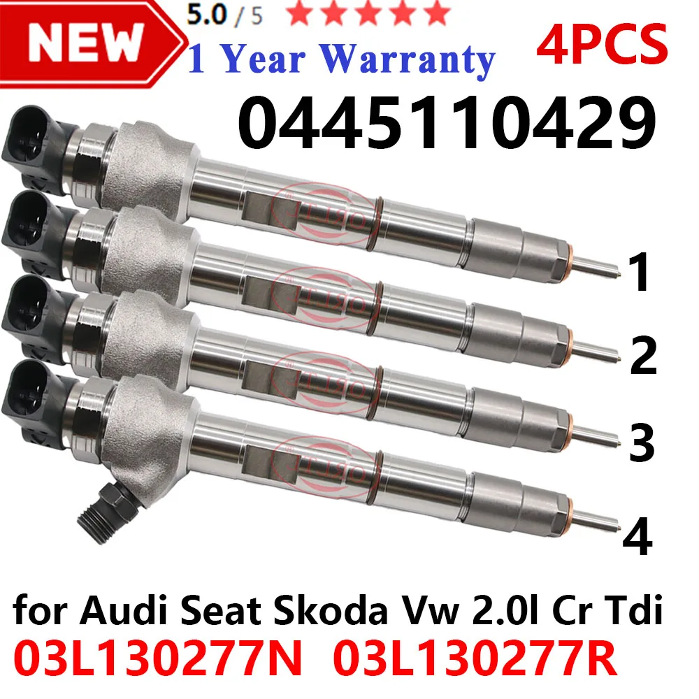 

4PCS New 0445110429 Diesel Injector Nozzle 03L130277R Fuel Sprayer 0 445 110 429 For VOLKSWAGEN PASSAT B7 2.0TDI 03L130277N