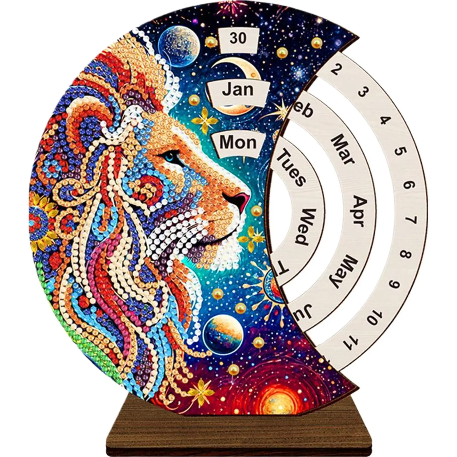 

Wooden Special Shaped Flower Animal Our Lady DIY Diamond Painting Moon Perpetual Calendar Diamond Art Desktop Perpetual Calendar