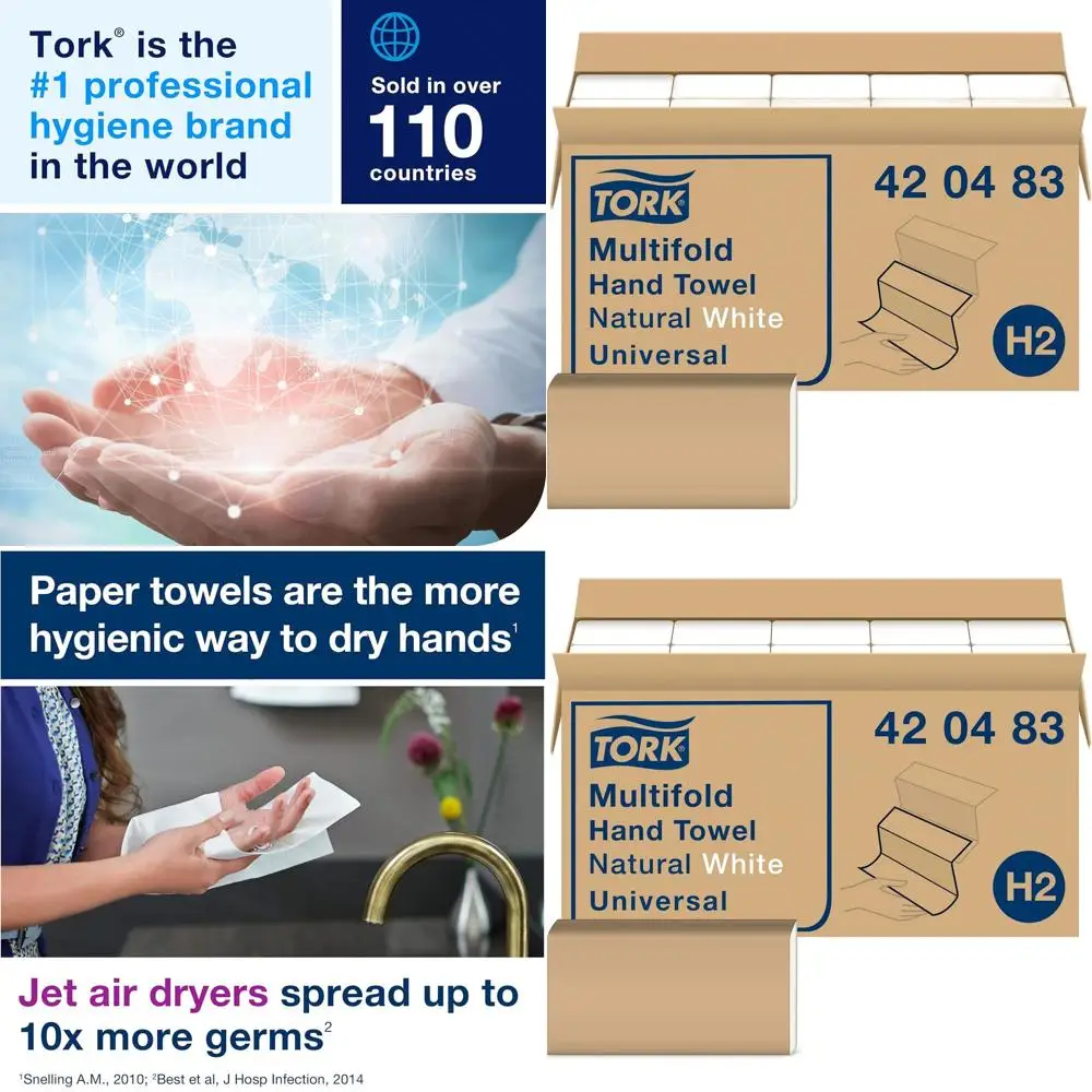 

Eco-Friendly Recycled 3-Panel Hand Towels, Natural White, 1-Ply, 16x250 Sheets