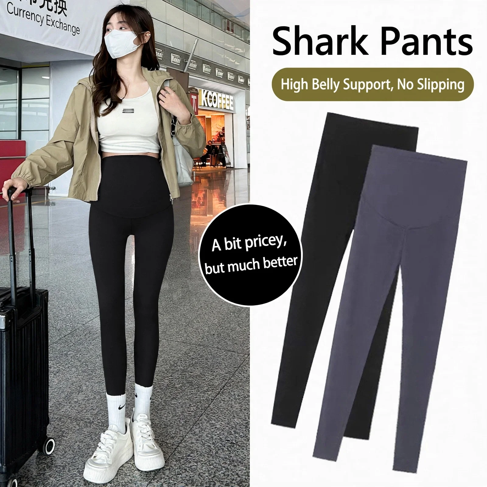 Maternity Leggings Pregnant Women Slim Fit Yoga Pilates Daily Wear Nylon Spandex Stretch Four Season Nude Feel Belly Support