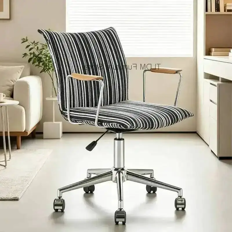 Chair,Ergonomic Striped Wooden with Chair Desk Height Modern Armrests,Adjustable Office Swivel Fabric Task Chair for Home Office