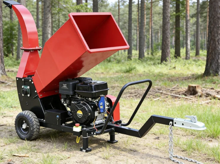 Small Wood Chipper Crusher 15HP Engine Grinder Hammer Mill 220V 3T/h Capacity 12CM Max Diameter Sawdust Tree Shredder Brush