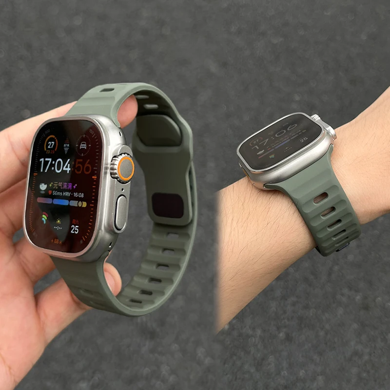 Armband für Apple Watch Band 49 mm 44 mm 45 mm 41 mm 40 mm 42 mm 38 mm weiches Silikon Sportarmband iwatch Serise 8 7 SE 6 5 9 Ultra 49 mm