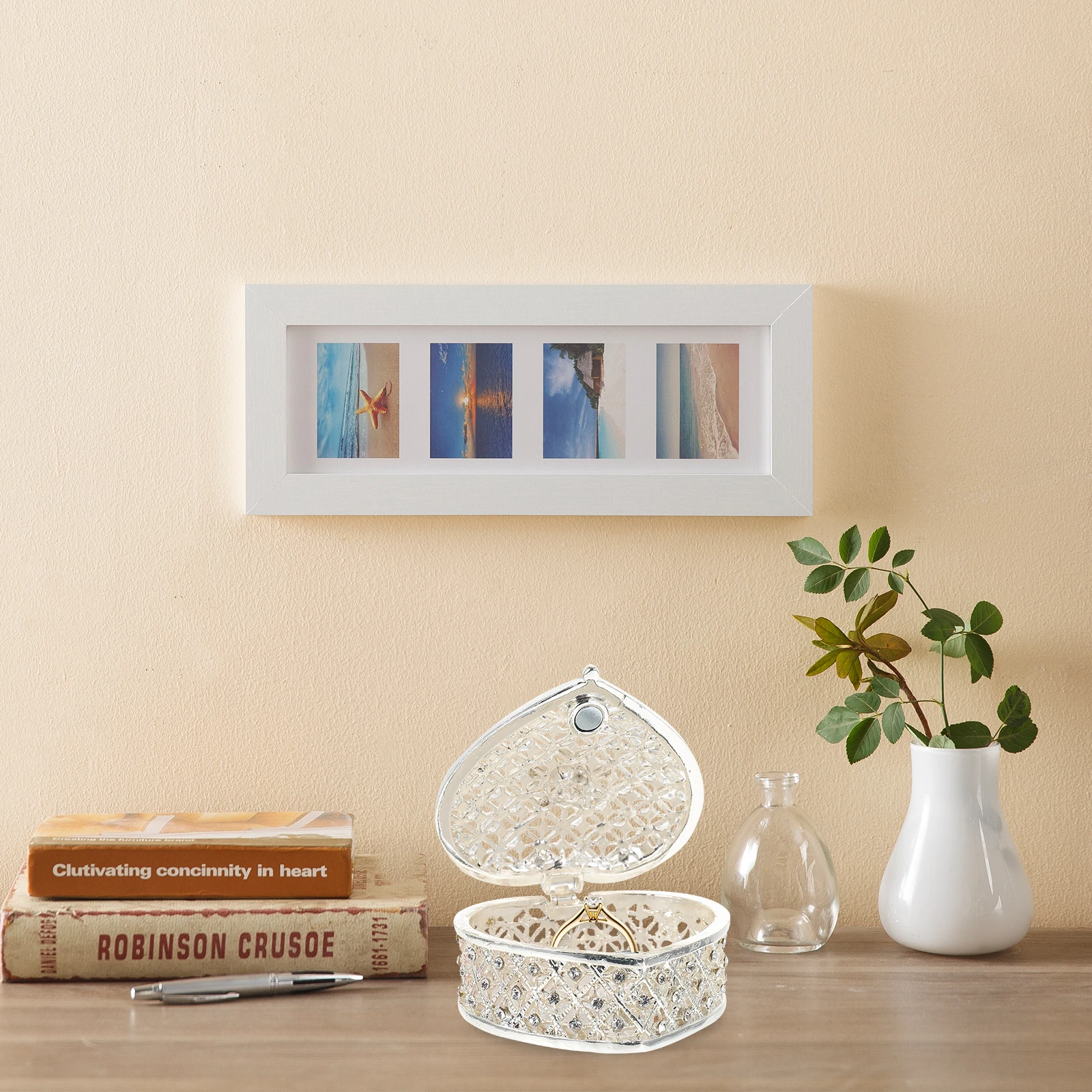 

Шкатулка для драгоценностей в форме сердца, декоративное ожерелье, браслет, прочный изысканный органайзер для хранения сережек, бытовой настольный органайзер