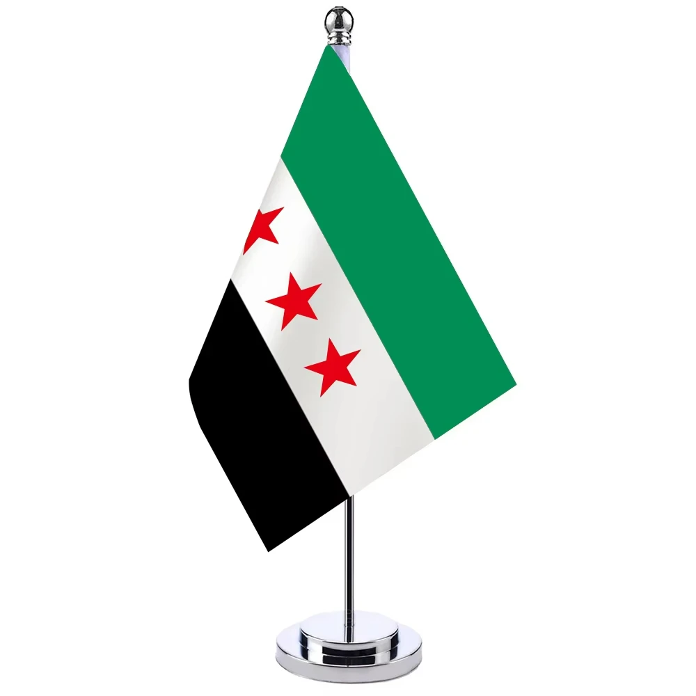 1/10/20PCS Syrian Flag Three Stars Flag of the Syrian Scarf Hand Cranked Flag Printed 14*21CM Banner Tapestry for Decor