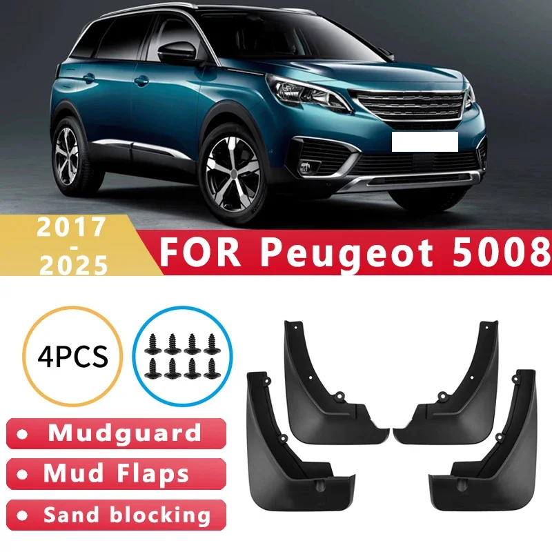 

Mud Flaps Fit for Peugeot 5008 2017-2025 2018 2019 2020 2021 Mudguards Tire Fenders Splash Proof Accessories Wheel Guards 4ps
