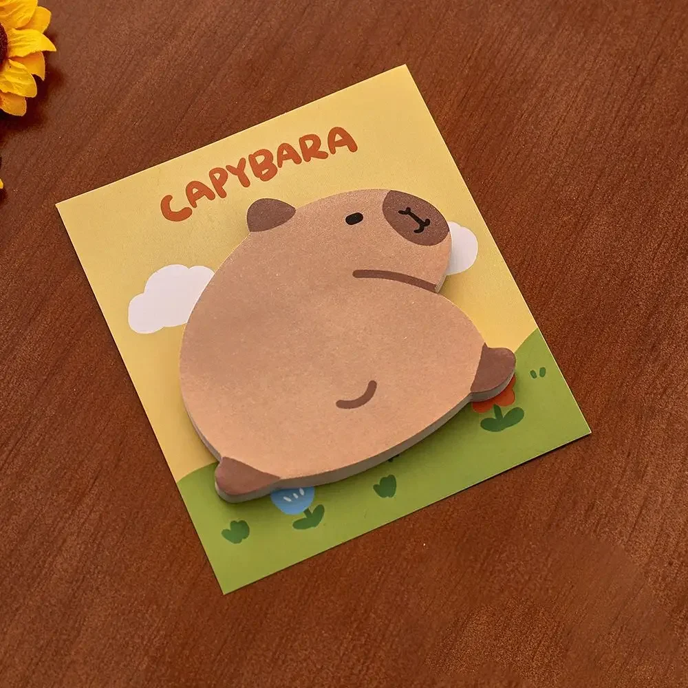 Bloc de notas Kawaii Capybara portátil, notas adhesivas creativas N Times, Bloc de notas de dibujos animados autoadhesivo duradero para estudiantes, 4 unids/lote por bolsa