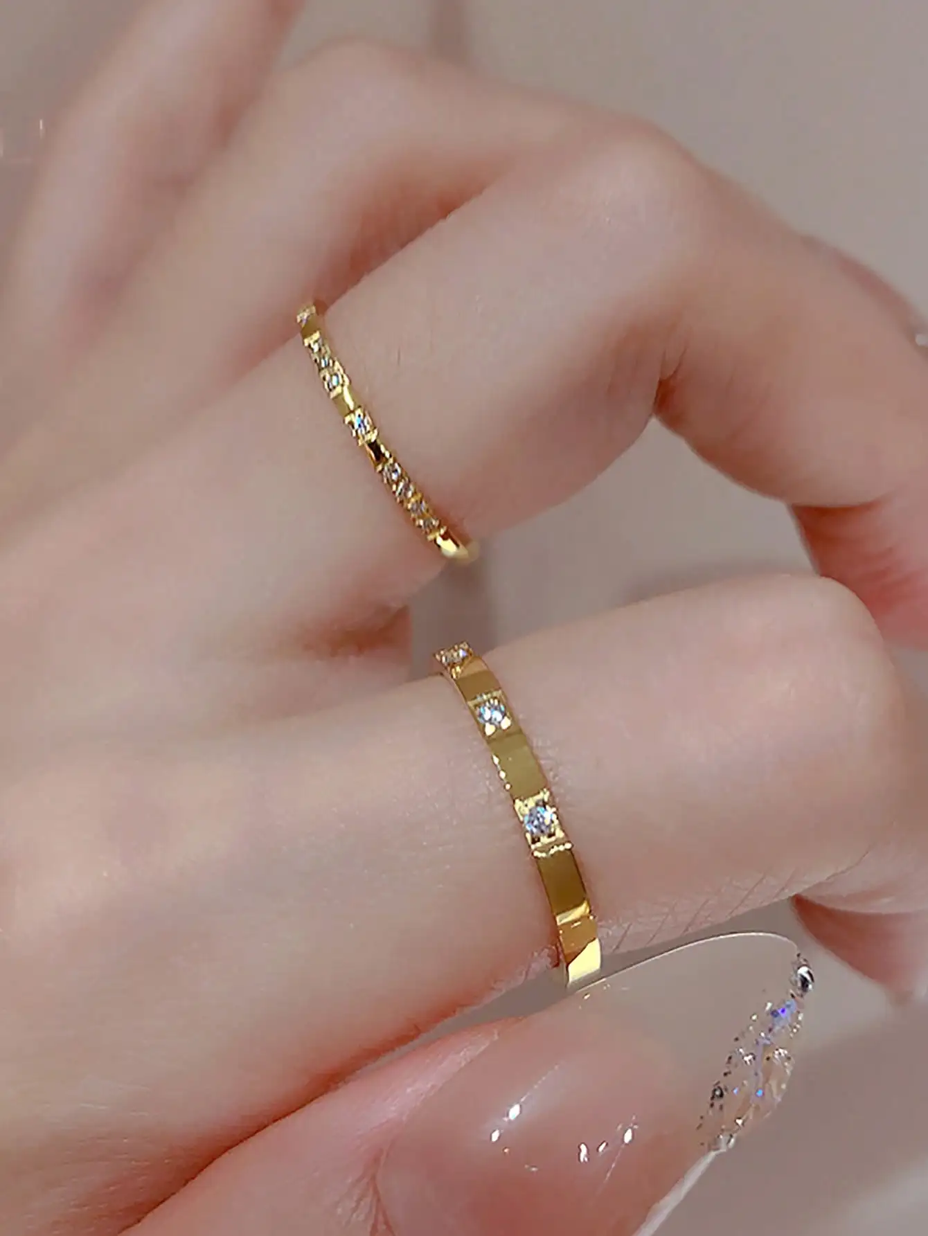 

Minimalist Gold Plated Stainless Steel Ring with Cubic Zirconia, Stackable Design for Everyday Wear