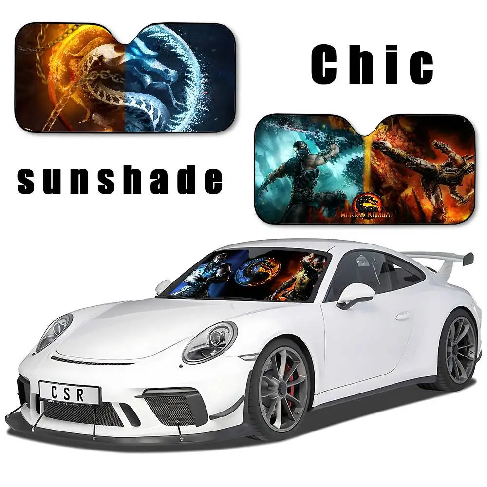 M-Mortal Kombat شخصية سيارة ظلة سيارة ظلة يغطي غطاء الزجاج الأمامي العالمي للطي قناع