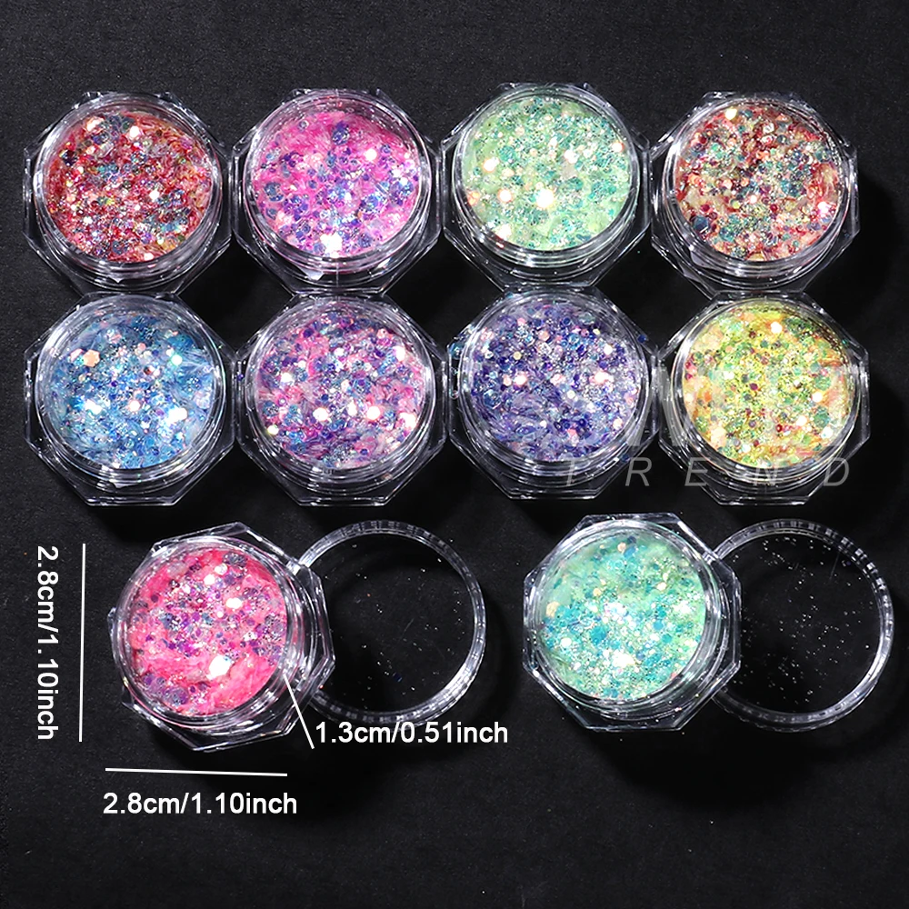 10 ألوان مزيج-مسدس مسمار بريق الترتر المجسم مكتنزة مسمار رقائق لتقوم بها بنفسك مسمار الفن زينة مانيكير شرائح اكسسوارات #6