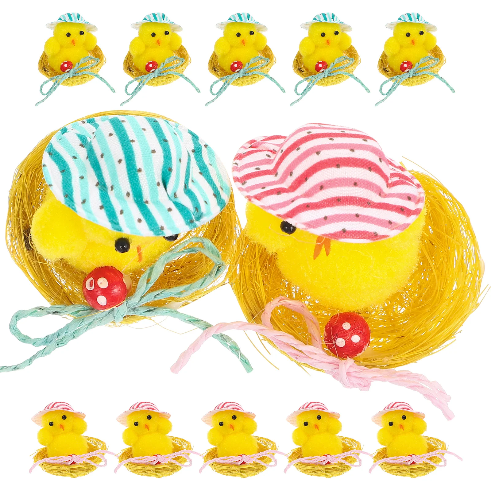 12 Pcs Easter Chick Hanging Toy Flock Coop Feeder Sloth Ornaments for Kids Plush Decor Filling