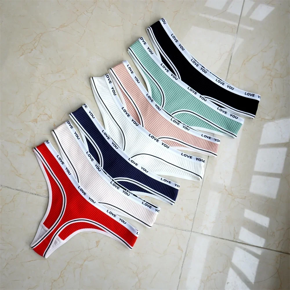 3 ks pohodlné kalhotky G-string dámské bavlněné 95% laides bikiny kalhotky spodní prádlo s nízkým pasem dívčí tangá jednobarevné - náhled 2