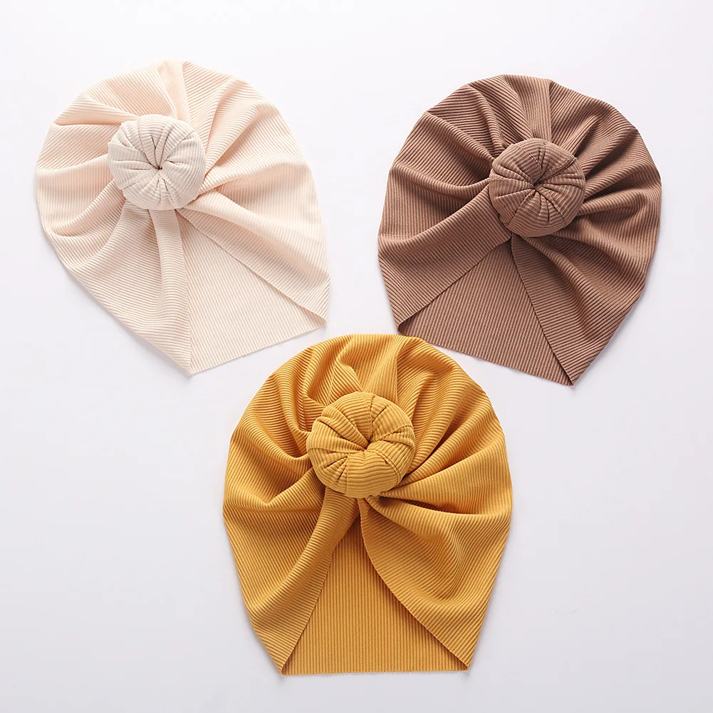 Turbante para bebés, accesorios para recién nacidos, diadema de Nudo sólido para niños pequeños, turbante de algodón, gorro de invierno