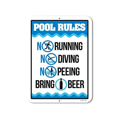 Honey Dew Gifts Funny Pool Sign, Pool Rules Bring Beer,  Pool Signs and Decor