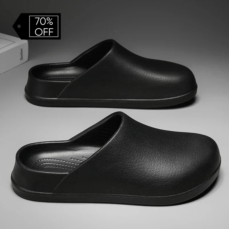 

2026 Mens Kitchen Chef Shoes Waterproof Garden Clogs Closed Toe Half Shoes Rubber Slippers Restaurant Hotel Working Summer Beach
