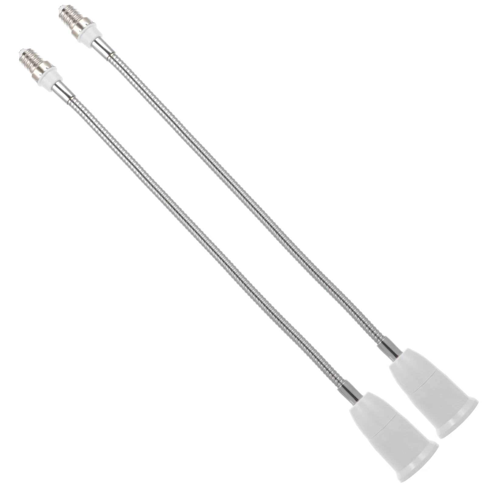 

2 Pcs E14 to E27 Bendable Lamp Holder Extender 39 5cm White Plastic Durable Easy Install Lighting Accessories Socket Adapter