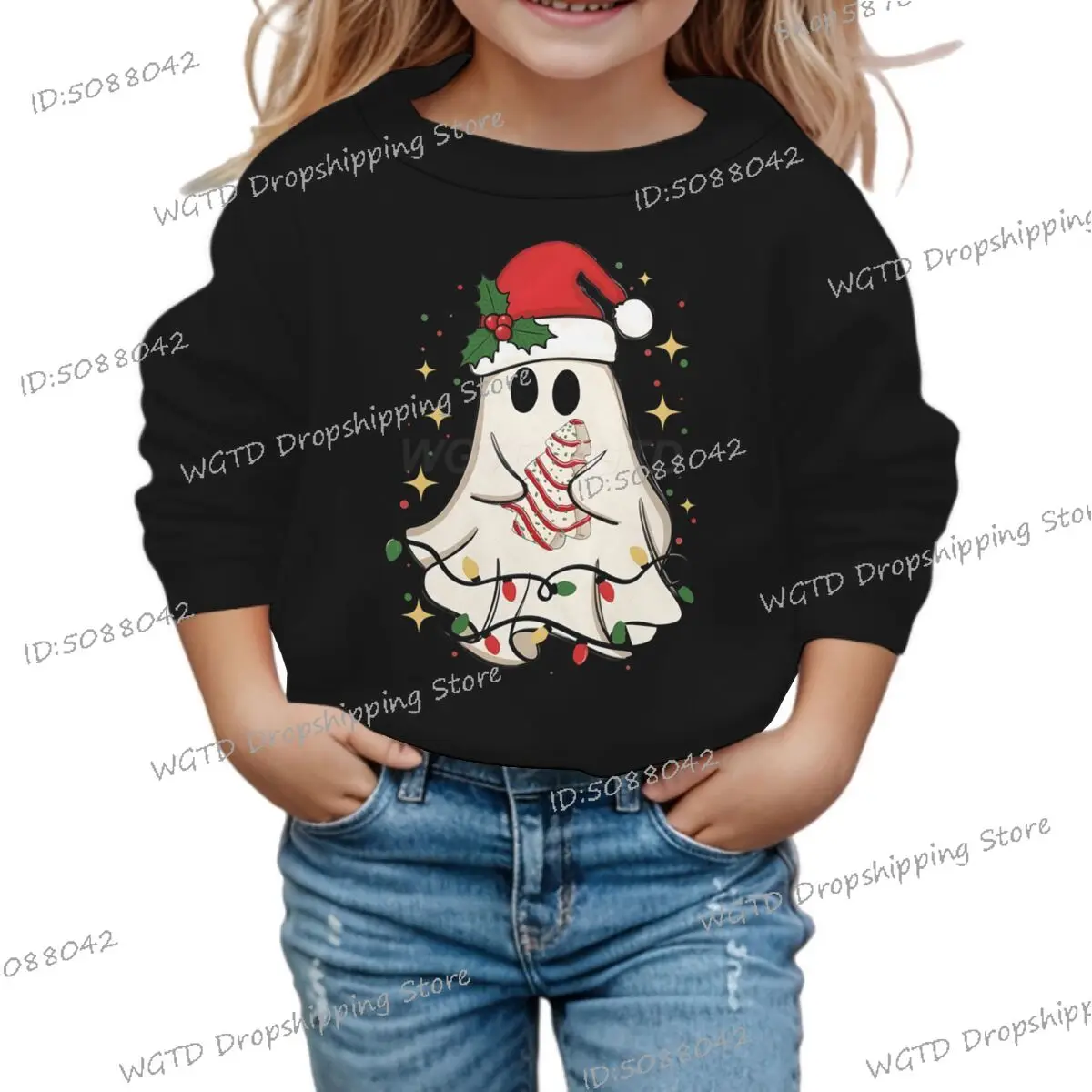 2025 عيد الميلاد الاطفال ملابس الكرتون بو عادية كم طويل البلوز 3-13 سنة بنين بنات فضفاض الأساسية بلايز عيد الميلاد بلوزات #2