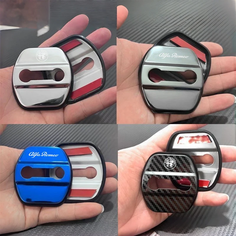 4Pcs for Alfa Romeo Logo Car Door Lock Cover Protective Sticker Sportiva Giulia Stelvio Giulietta 159 156 MITO 147 Accessories