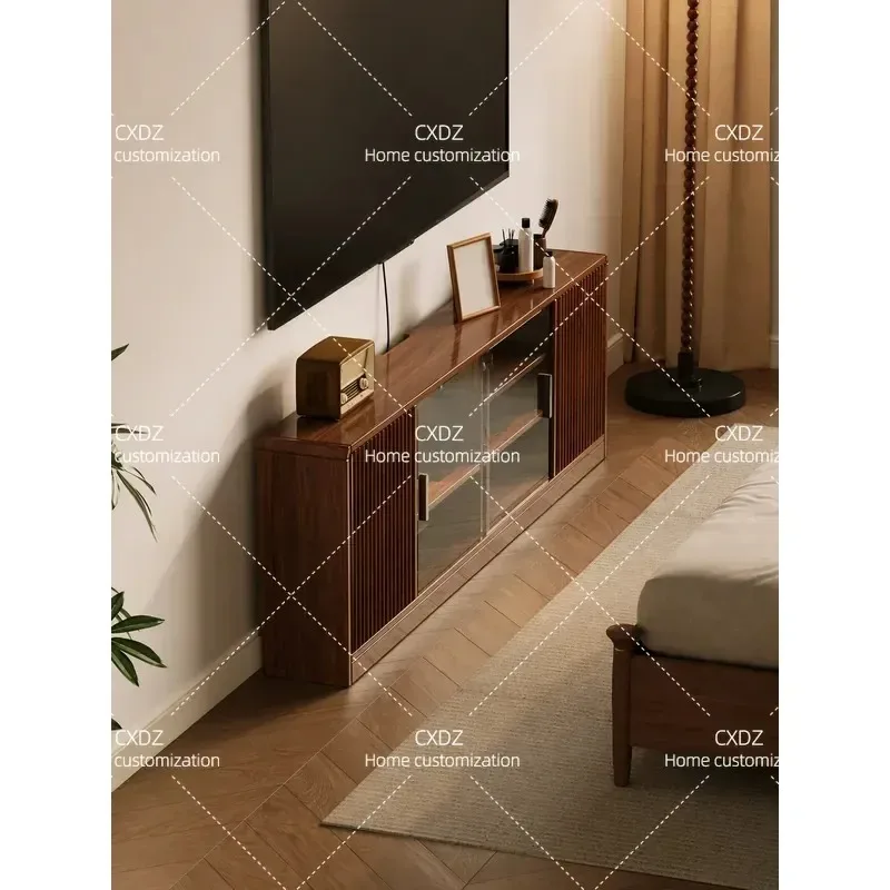 Medieval TV cabinet, bedroom ultra-thin storage high cabinet 25cm narrow side cabinet plus high solid wood locker small